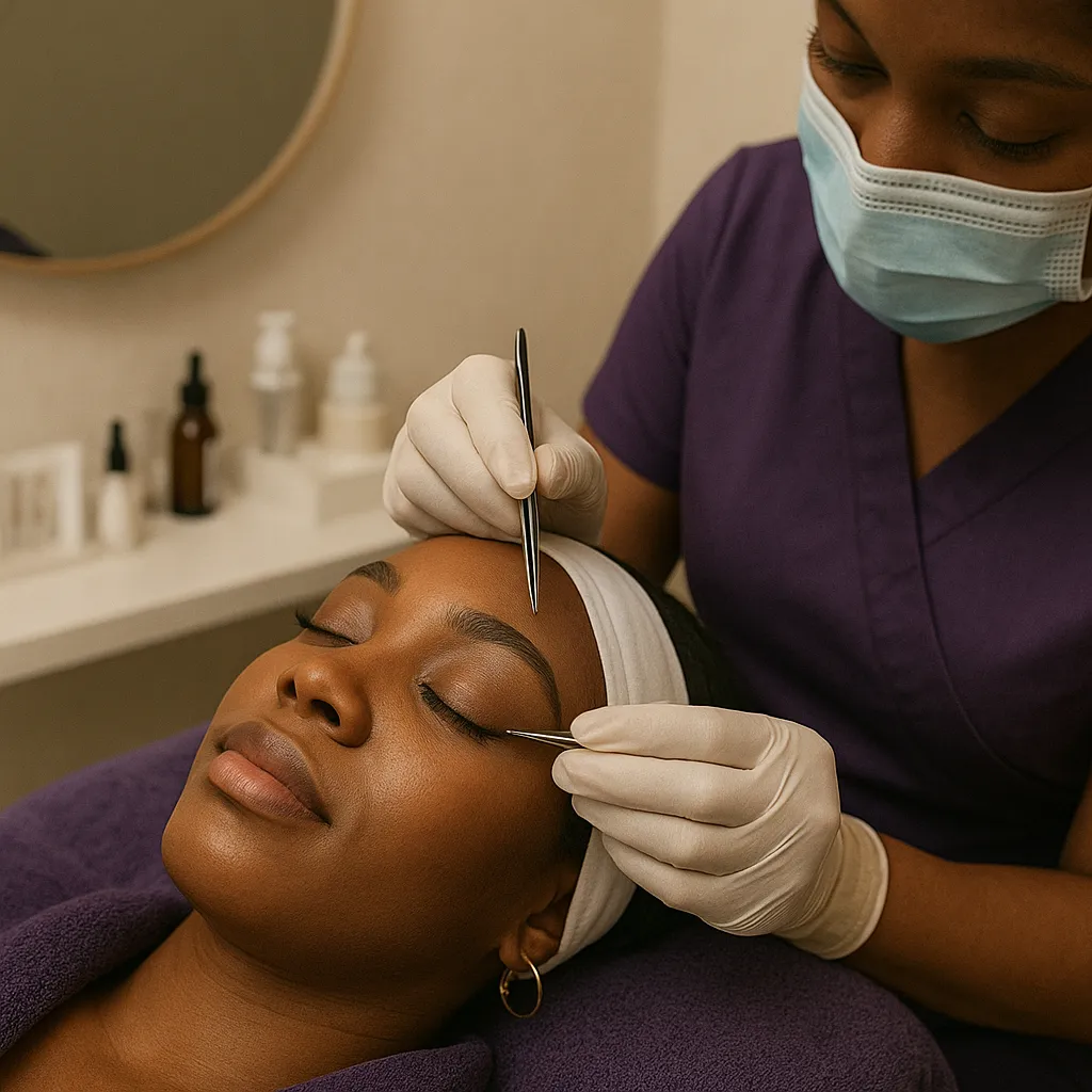 litecare woman facial threading