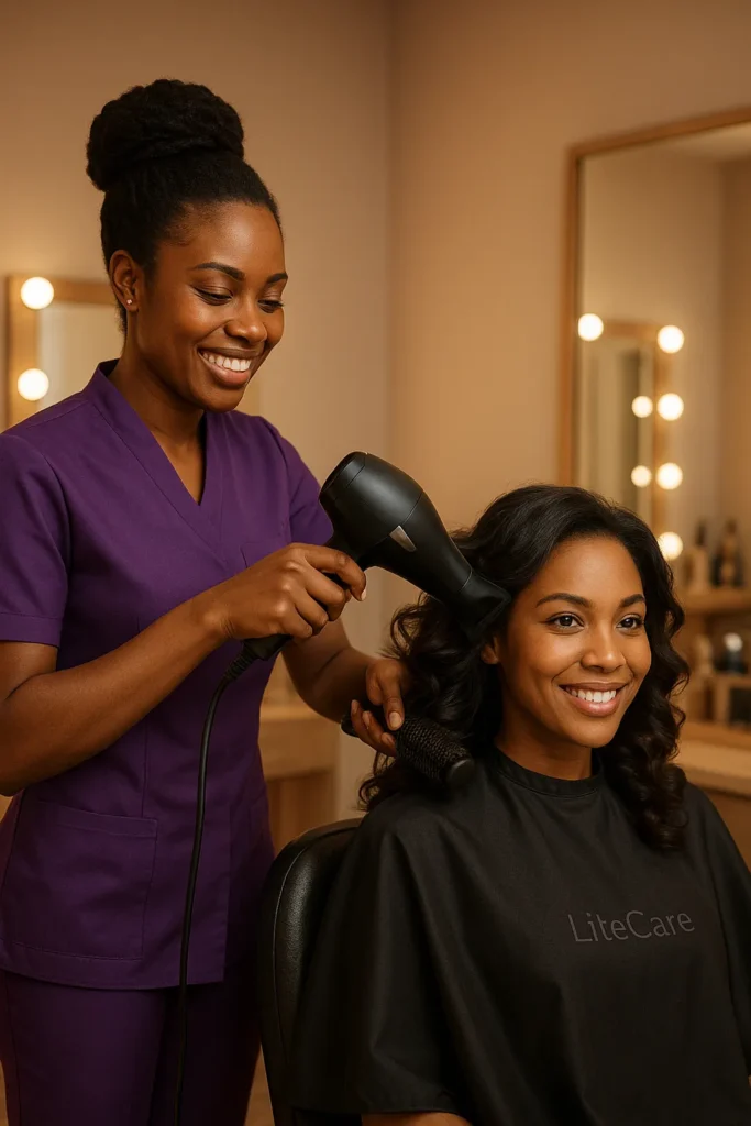 litecare woman hair drying 1